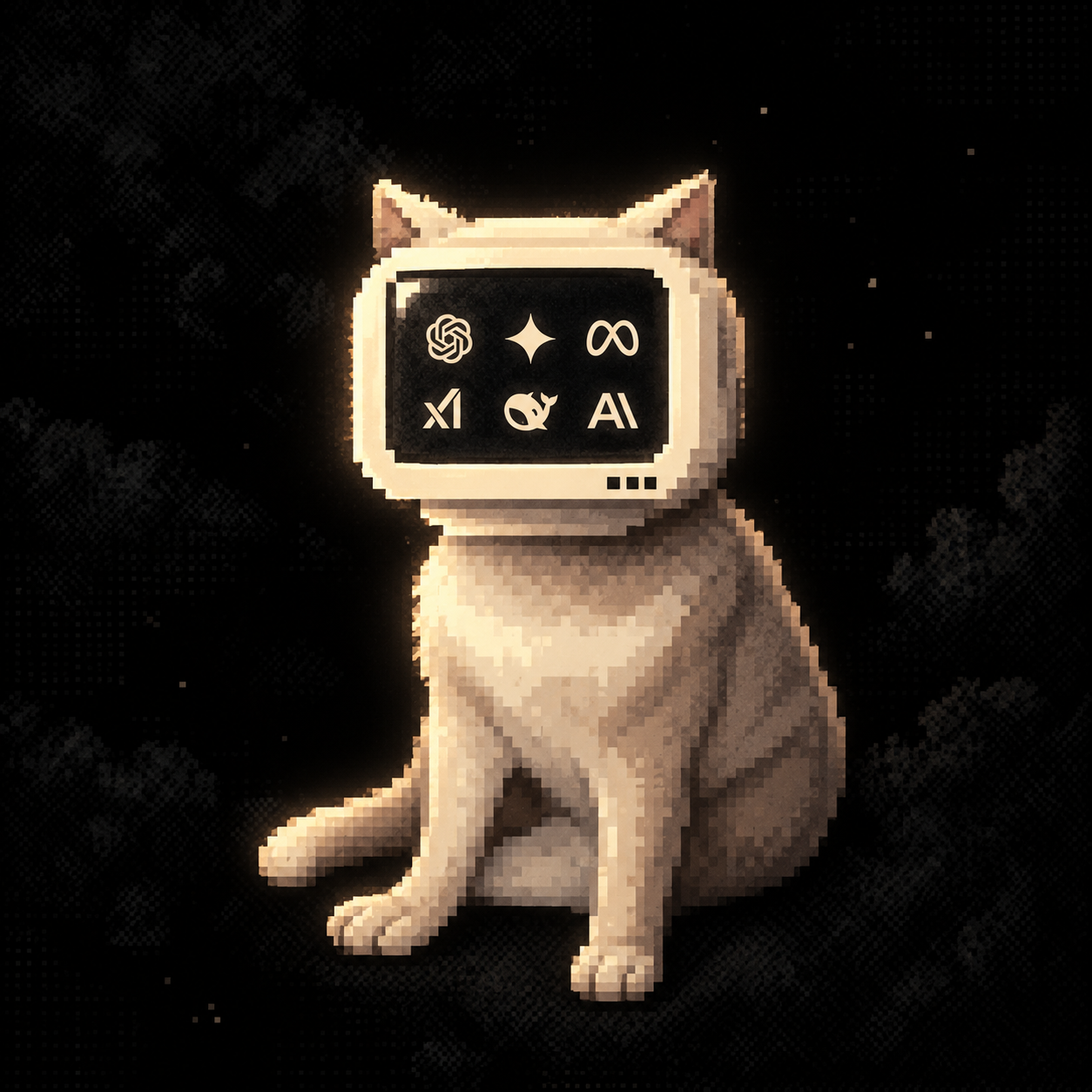 Cash Agency mascot: a golden pixel-art cat with a retro computer monitor for a head